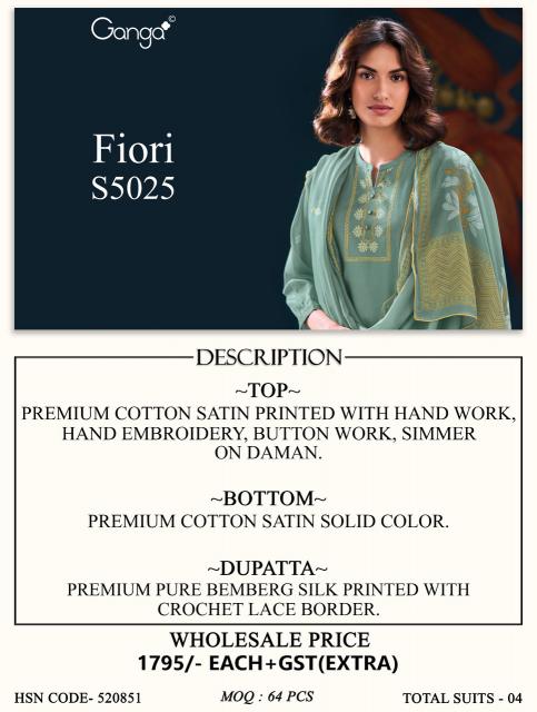 Ganga fiori 5025 wholesale dress material in mumbai mumbai maharashtra